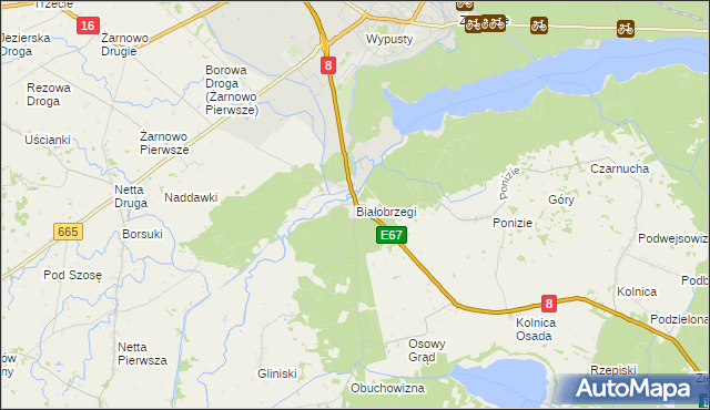 mapa Białobrzegi gmina Augustów, Białobrzegi gmina Augustów na mapie Targeo