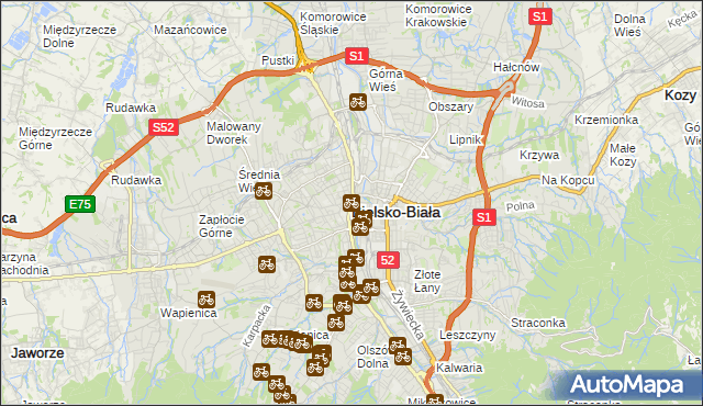 mapa Bielsko-Białej, Bielsko-Biała na mapie Targeo