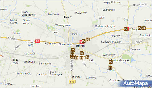 mapa Błonie powiat warszawski zachodni, Błonie powiat warszawski zachodni na mapie Targeo