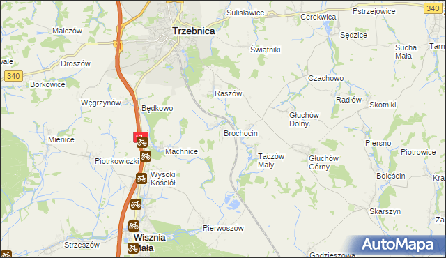 mapa Brochocin gmina Trzebnica, Brochocin gmina Trzebnica na mapie Targeo