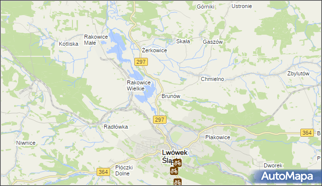 mapa Brunów gmina Lwówek Śląski, Brunów gmina Lwówek Śląski na mapie Targeo