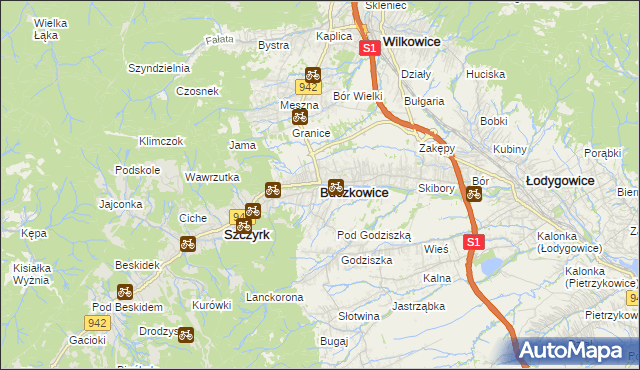 mapa Buczkowice, Buczkowice na mapie Targeo
