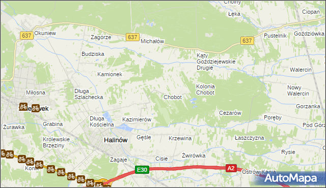 mapa Chobot gmina Halinów, Chobot gmina Halinów na mapie Targeo