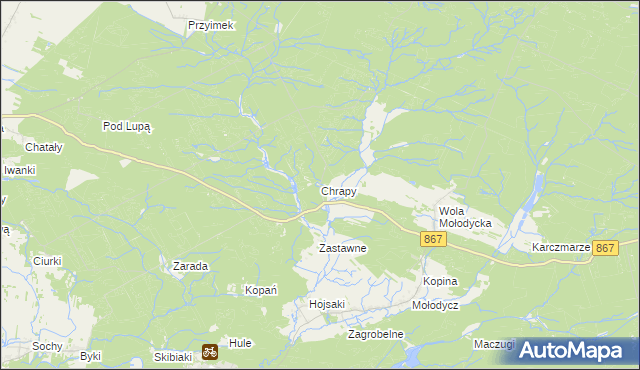 mapa Chrapy, Chrapy na mapie Targeo