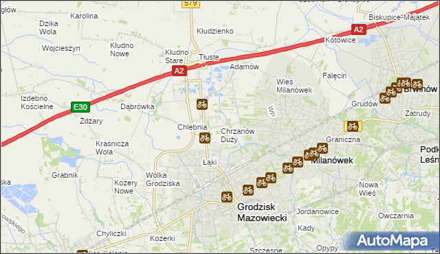 mapa Chrzanów Duży, Chrzanów Duży na mapie Targeo
