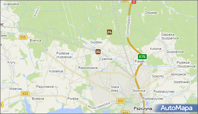 mapa Czarków gmina Pszczyna, Czarków gmina Pszczyna na mapie Targeo