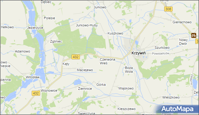 mapa Czerwona Wieś, Czerwona Wieś na mapie Targeo