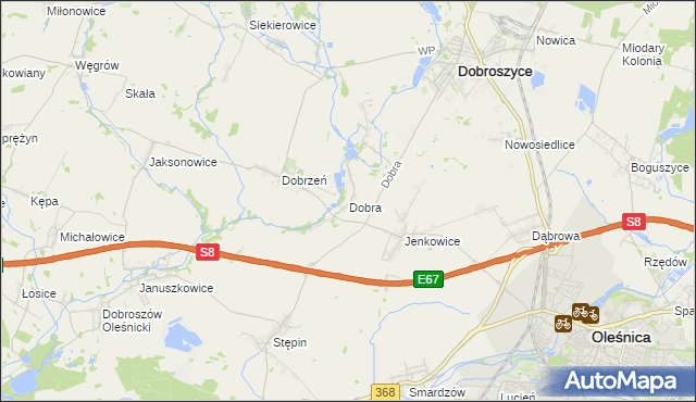 mapa Dobra gmina Dobroszyce, Dobra gmina Dobroszyce na mapie Targeo