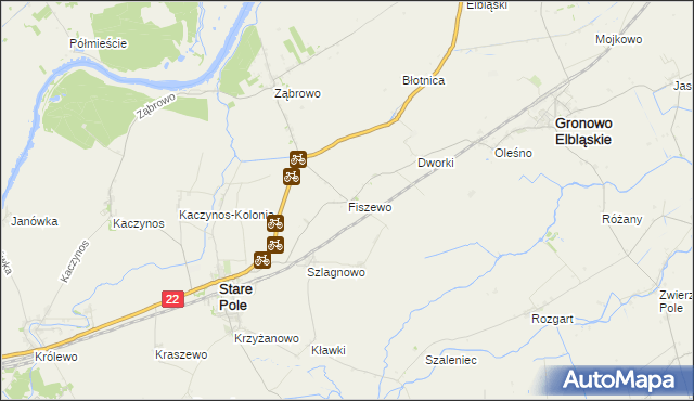 mapa Fiszewo gmina Gronowo Elbląskie, Fiszewo gmina Gronowo Elbląskie na mapie Targeo