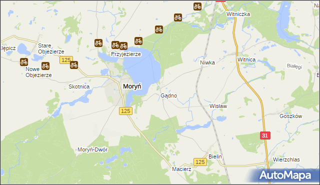 mapa Gądno, Gądno na mapie Targeo