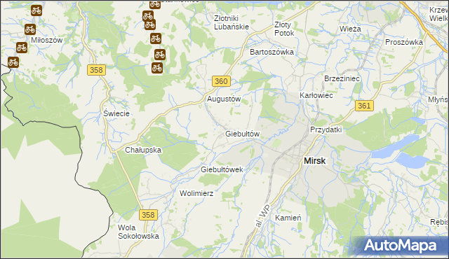 mapa Giebułtów gmina Mirsk, Giebułtów gmina Mirsk na mapie Targeo