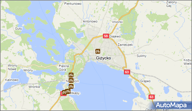 mapa Giżycko, Giżycko na mapie Targeo