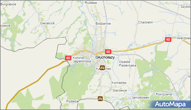 mapa Głuchołazy, Głuchołazy na mapie Targeo