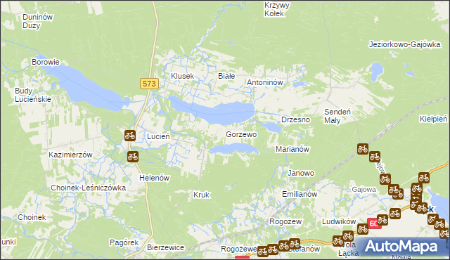 mapa Gorzewo gmina Gostynin, Gorzewo gmina Gostynin na mapie Targeo