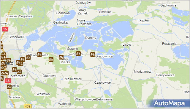 mapa Grabownica gmina Milicz, Grabownica gmina Milicz na mapie Targeo