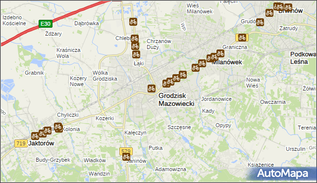 mapa Grodzisk Mazowiecki, Grodzisk Mazowiecki na mapie Targeo