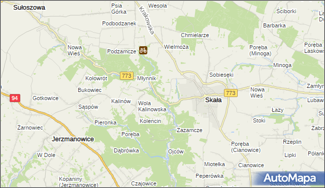 mapa Grodzisko gmina Skała, Grodzisko gmina Skała na mapie Targeo
