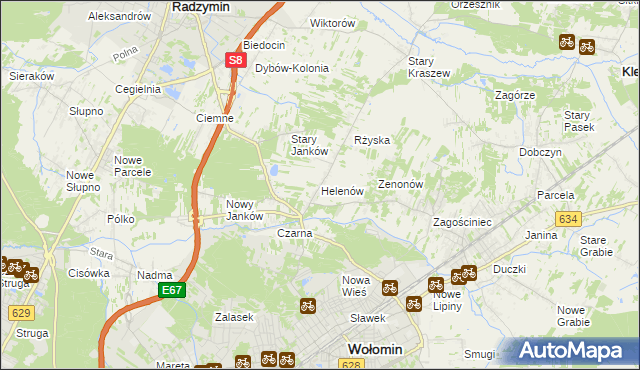 mapa Helenów gmina Wołomin, Helenów gmina Wołomin na mapie Targeo