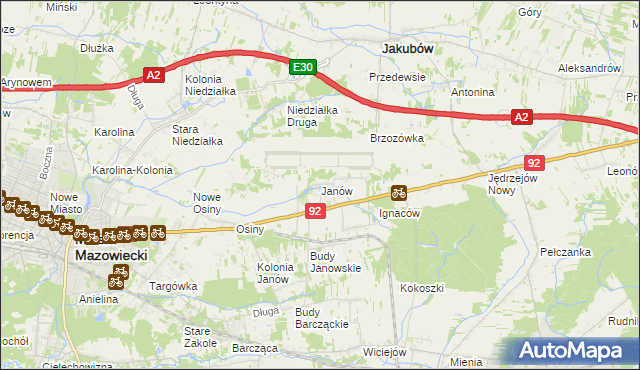 mapa Janów gmina Mińsk Mazowiecki, Janów gmina Mińsk Mazowiecki na mapie Targeo