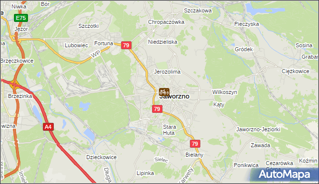 mapa Jaworzno, Jaworzno na mapie Targeo