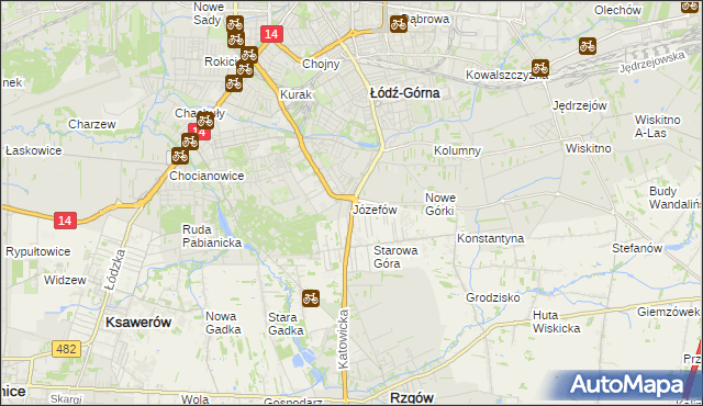 mapa Józefów gmina Łódź, Józefów gmina Łódź na mapie Targeo