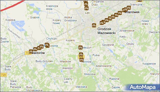 mapa Kałęczyn gmina Grodzisk Mazowiecki, Kałęczyn gmina Grodzisk Mazowiecki na mapie Targeo