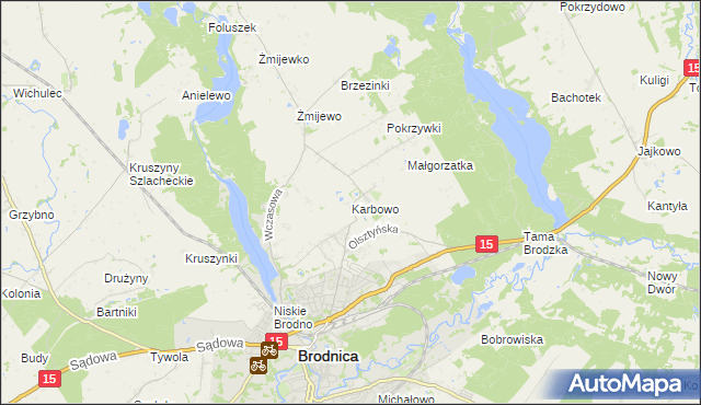 mapa Karbowo gmina Brodnica, Karbowo gmina Brodnica na mapie Targeo