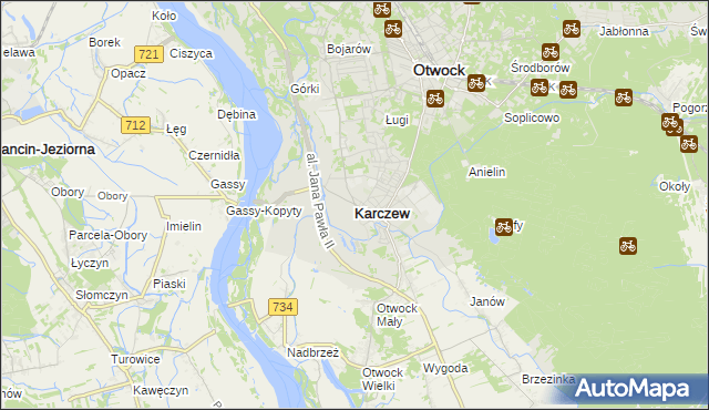 mapa Karczew powiat otwocki, Karczew powiat otwocki na mapie Targeo