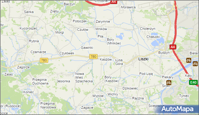 mapa Kaszów gmina Liszki, Kaszów gmina Liszki na mapie Targeo