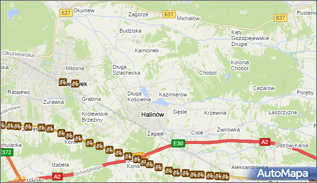 mapa Kazimierów gmina Halinów, Kazimierów gmina Halinów na mapie Targeo