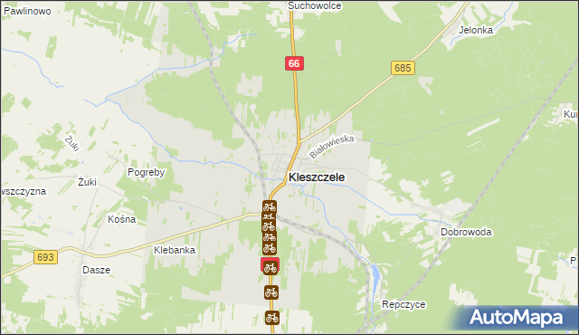 mapa Kleszczele, Kleszczele na mapie Targeo