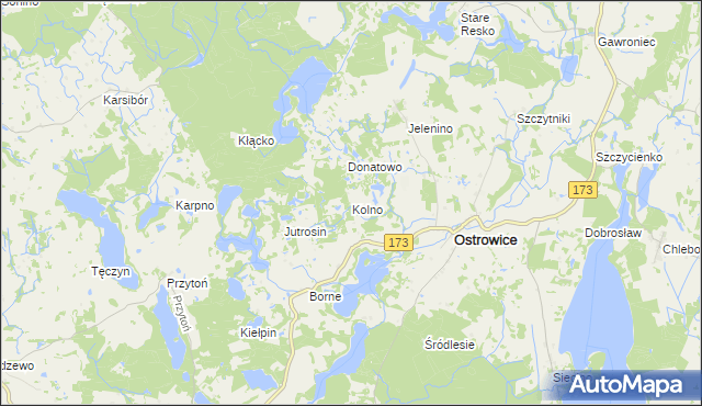 mapa Kolno gmina Ostrowice, Kolno gmina Ostrowice na mapie Targeo