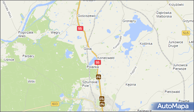 mapa Koniecwałd, Koniecwałd na mapie Targeo