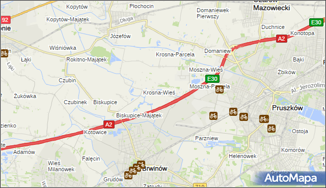 mapa Koszajec gmina Brwinów, Koszajec gmina Brwinów na mapie Targeo