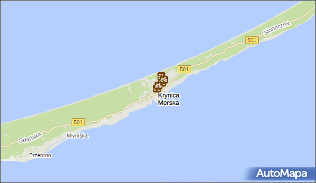 mapa Krynica Morska, Krynica Morska na mapie Targeo
