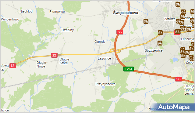 mapa Lasocice gmina Święciechowa, Lasocice gmina Święciechowa na mapie Targeo
