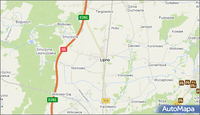 mapa Lipno powiat leszczyński, Lipno powiat leszczyński na mapie Targeo