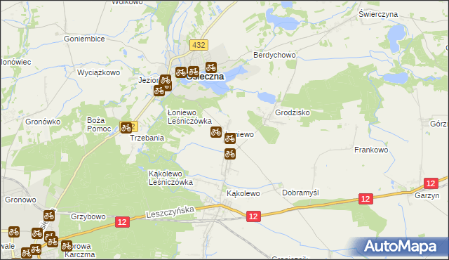 mapa Łoniewo gmina Osieczna, Łoniewo gmina Osieczna na mapie Targeo