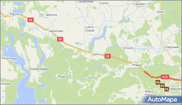 mapa Lubno gmina Wałcz, Lubno gmina Wałcz na mapie Targeo