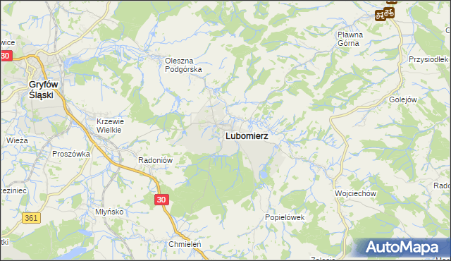 mapa Lubomierz powiat lwówecki, Lubomierz powiat lwówecki na mapie Targeo
