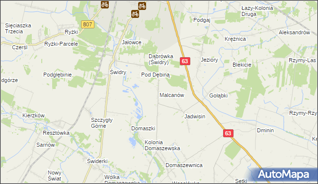 mapa Malcanów gmina Łuków, Malcanów gmina Łuków na mapie Targeo