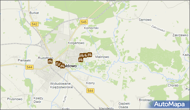 mapa Malinowo gmina Działdowo, Malinowo gmina Działdowo na mapie Targeo