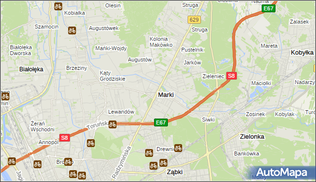 mapa Marki powiat wołomiński, Marki powiat wołomiński na mapie Targeo