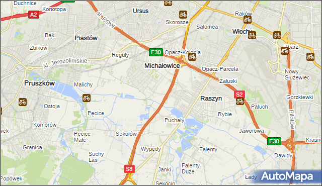 mapa Michałowice-Wieś, Michałowice-Wieś na mapie Targeo