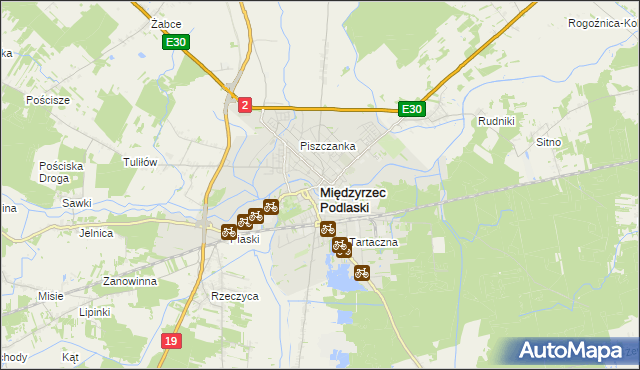 mapa Międzyrzec Podlaski, Międzyrzec Podlaski na mapie Targeo