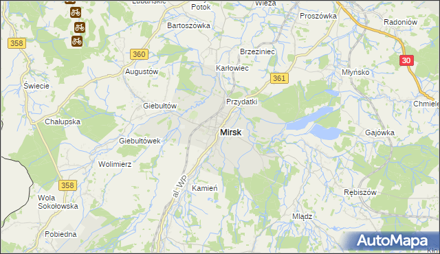 mapa Mirsk, Mirsk na mapie Targeo