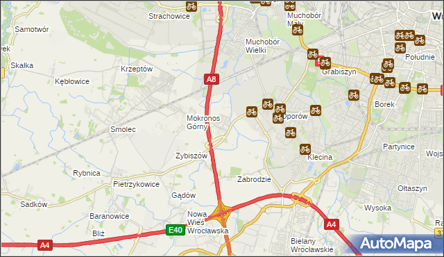 mapa Mokronos Dolny, Mokronos Dolny na mapie Targeo