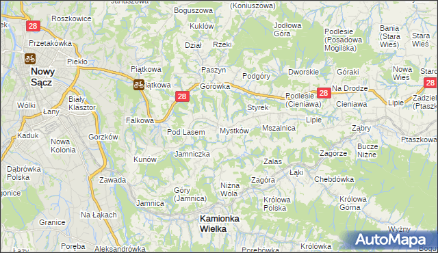 mapa Mystków, Mystków na mapie Targeo