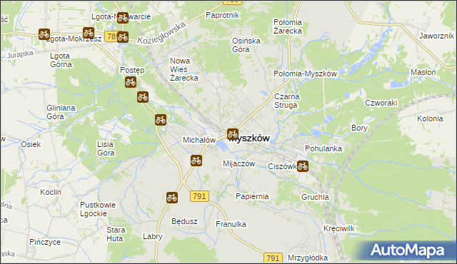 mapa Myszków, Myszków na mapie Targeo