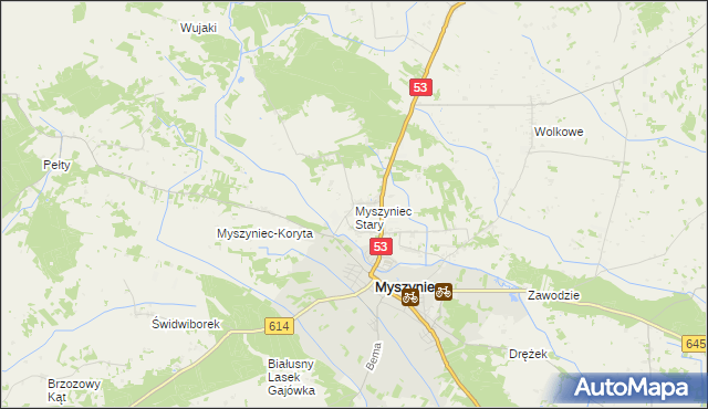 mapa Myszyniec Stary, Myszyniec Stary na mapie Targeo